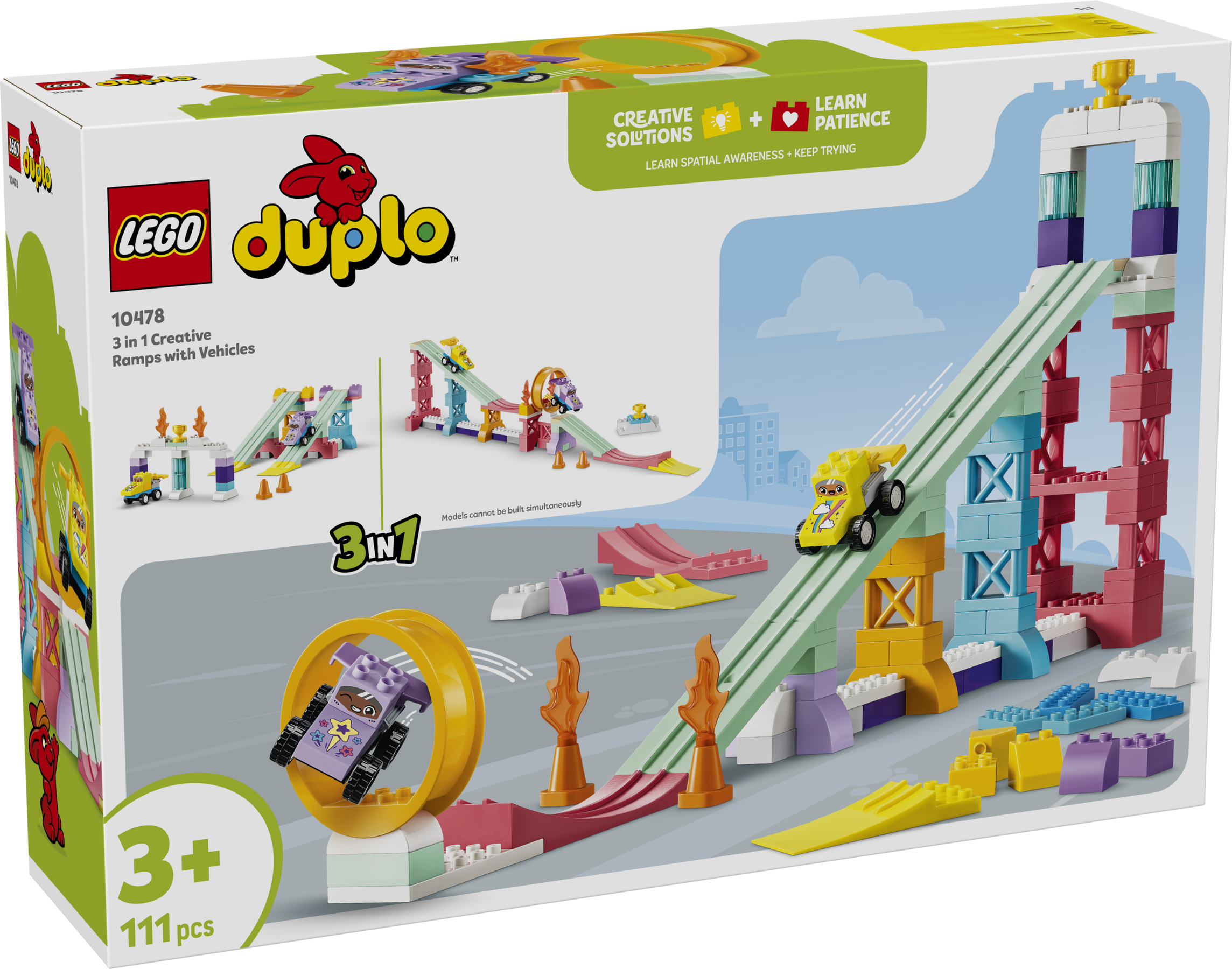 LEGO DUPLO 3 in 1 Creative Ramps with Vehicles 111 pieces (British brand)