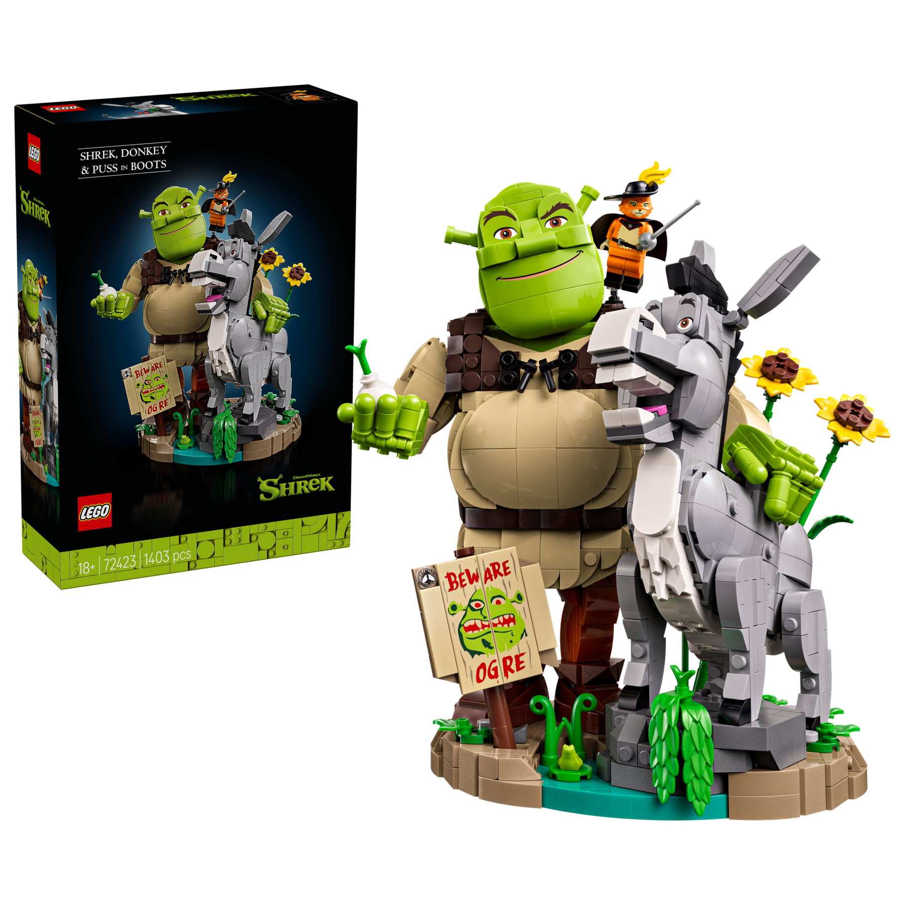 LEGO Shrek Donkey Puss in Boots model kit (British brand)
