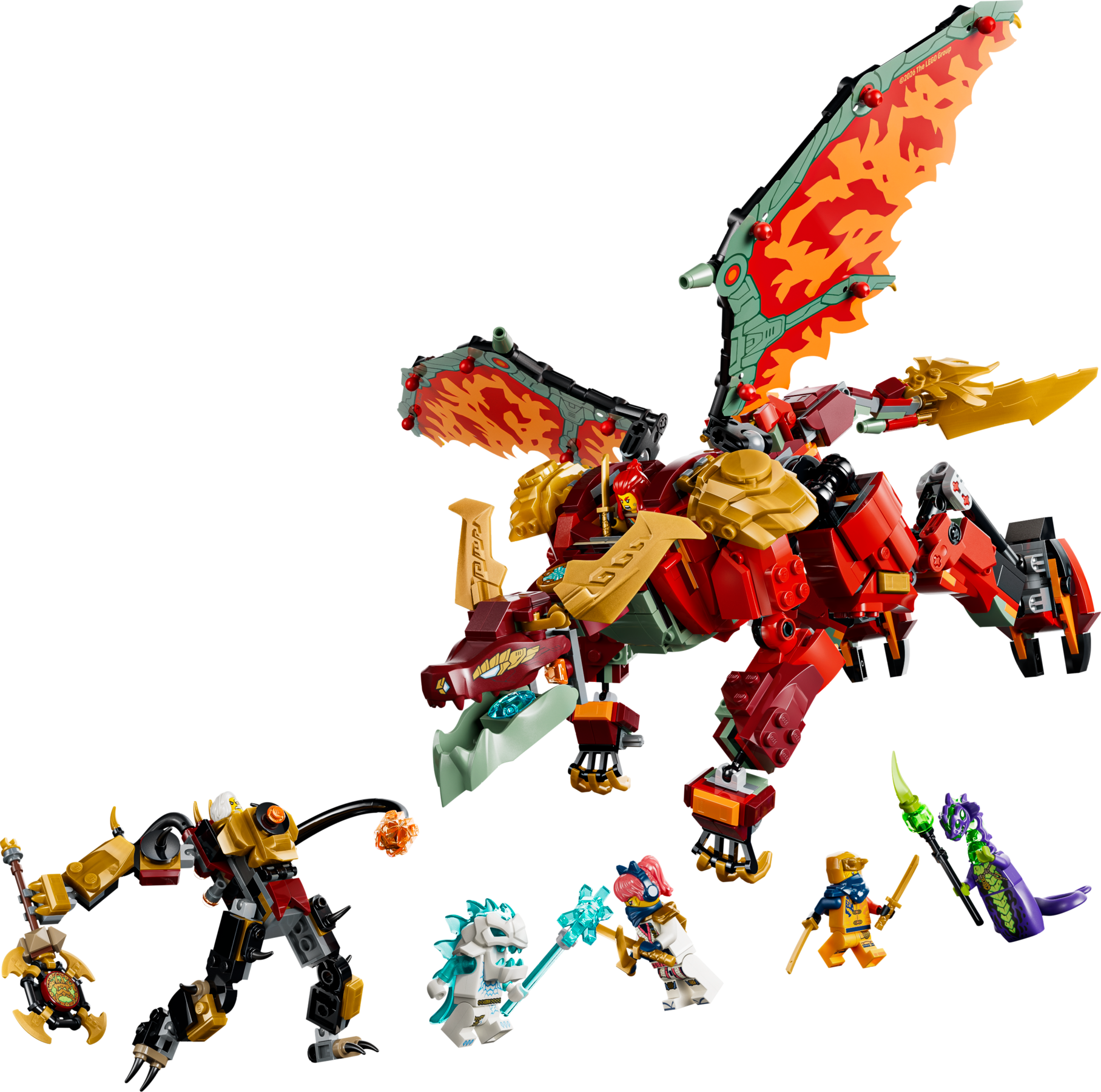 LEGO NINJAGO Wyldfyre's Transforming Dragon Mech building set - British product