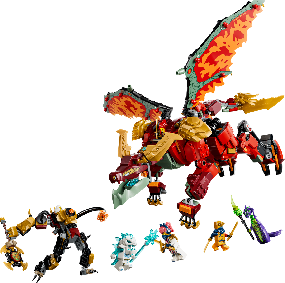 LEGO NINJAGO Wyldfyre's Transforming Dragon Mech building set - British product