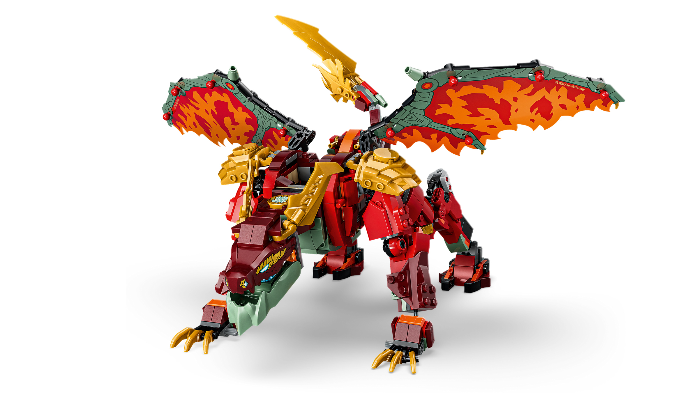 LEGO NINJAGO Wyldfyre's Transforming Dragon Mech building set - British product