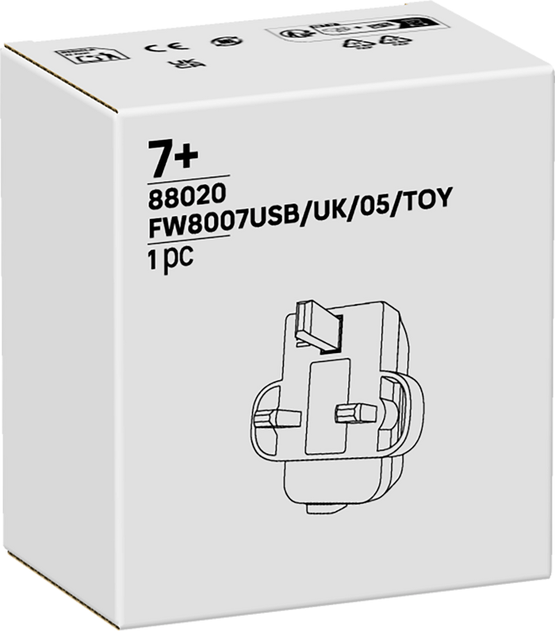 LEGO Powered Up USB power adapter 5 cm high, UK version