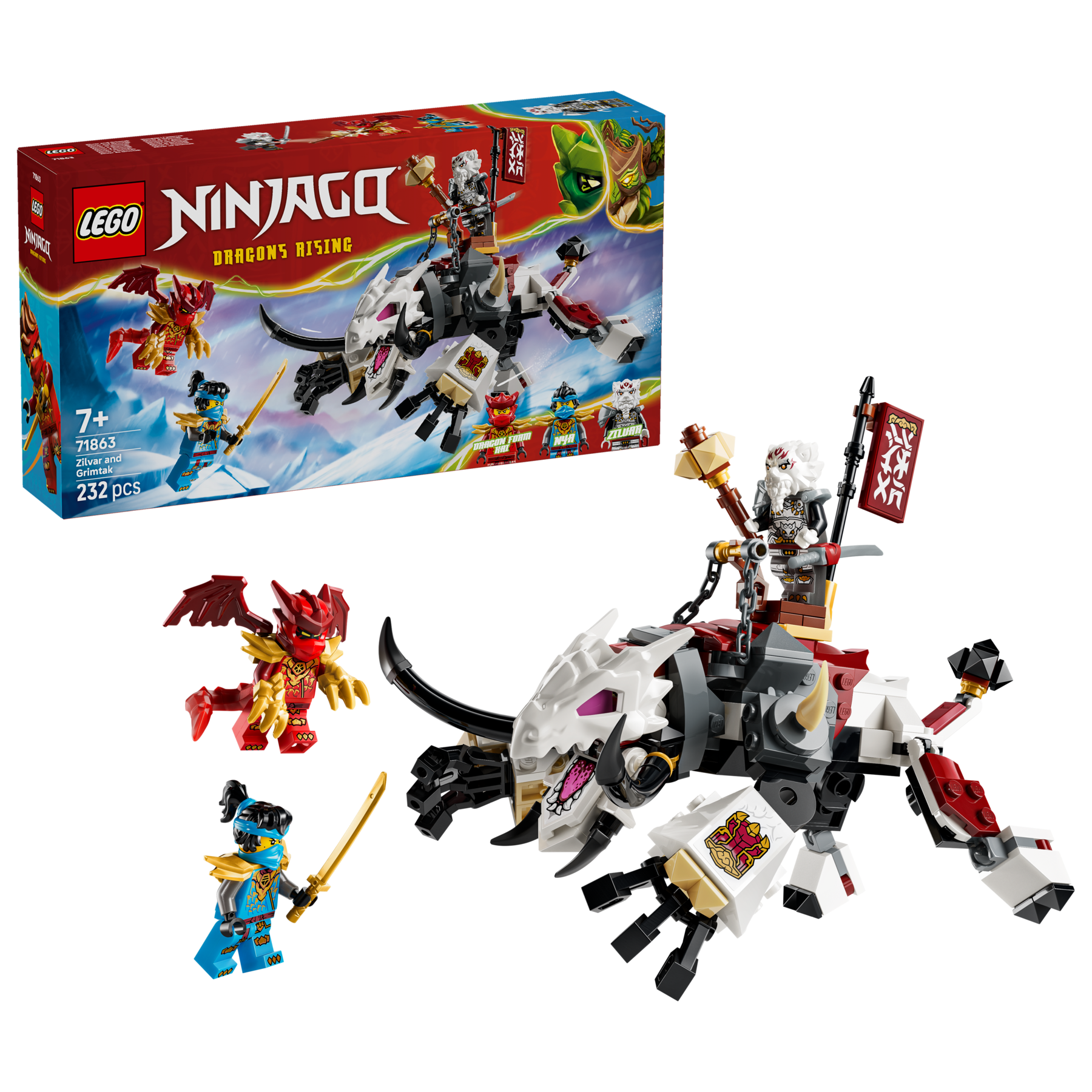 LEGO NINJAGO Zilvar and Grimtak dragon beast building set, imported from the UK