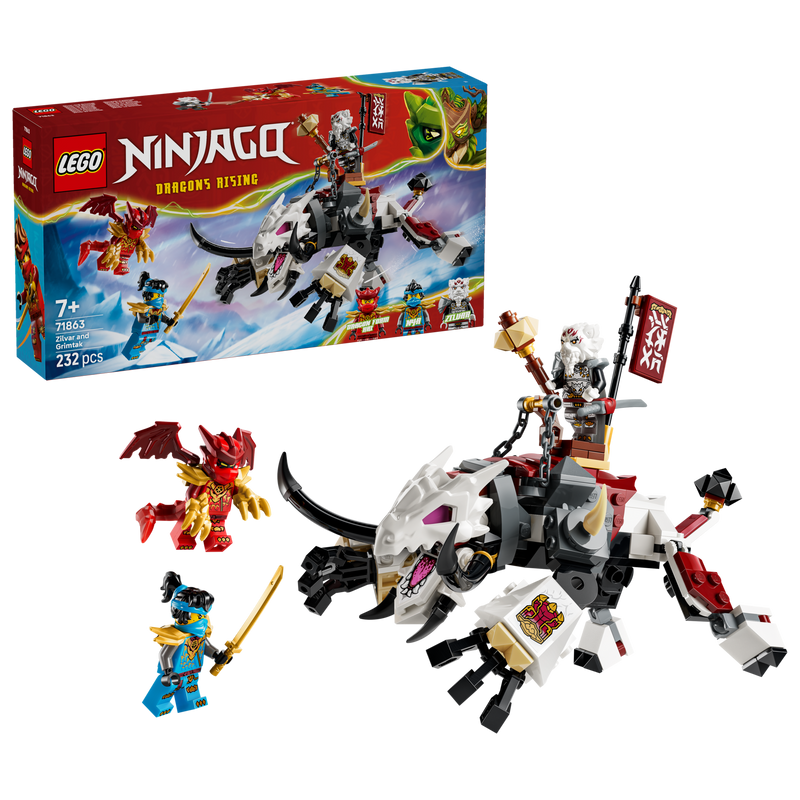 LEGO NINJAGO Zilvar and Grimtak dragon beast building set, imported from the UK