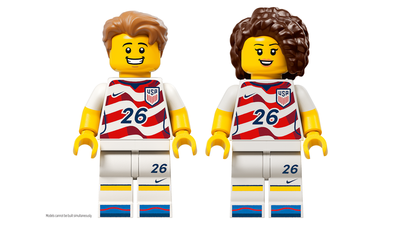 LEGO US soccer jersey building set 43033, imported from the UK