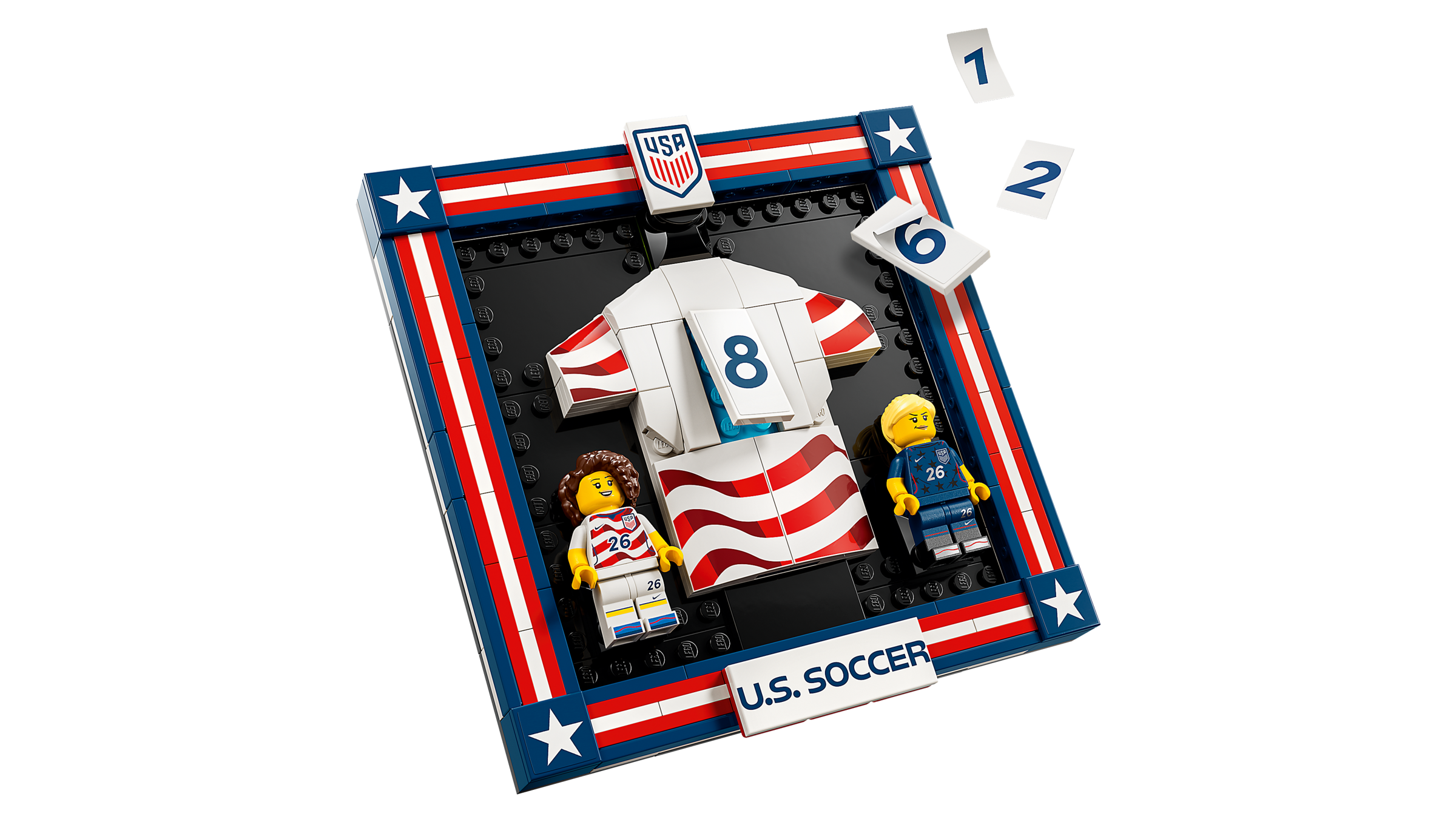 LEGO US soccer jersey building set 43033, imported from the UK