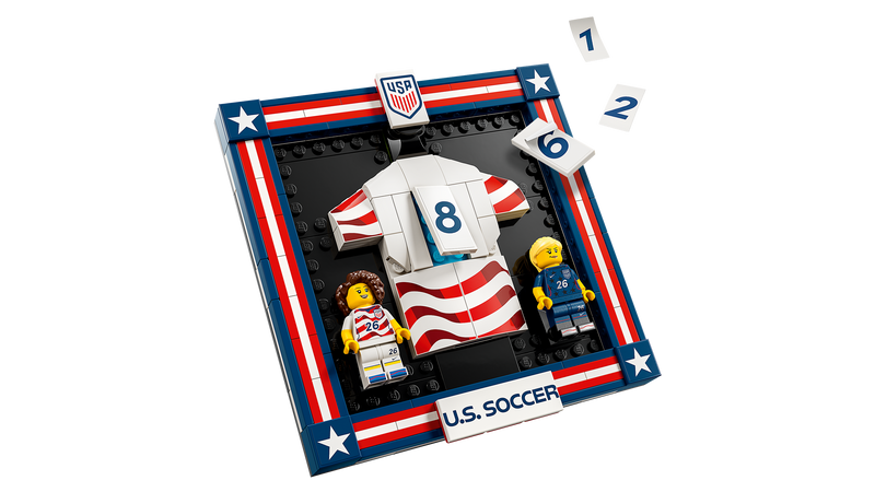 LEGO US soccer jersey building set 43033, imported from the UK