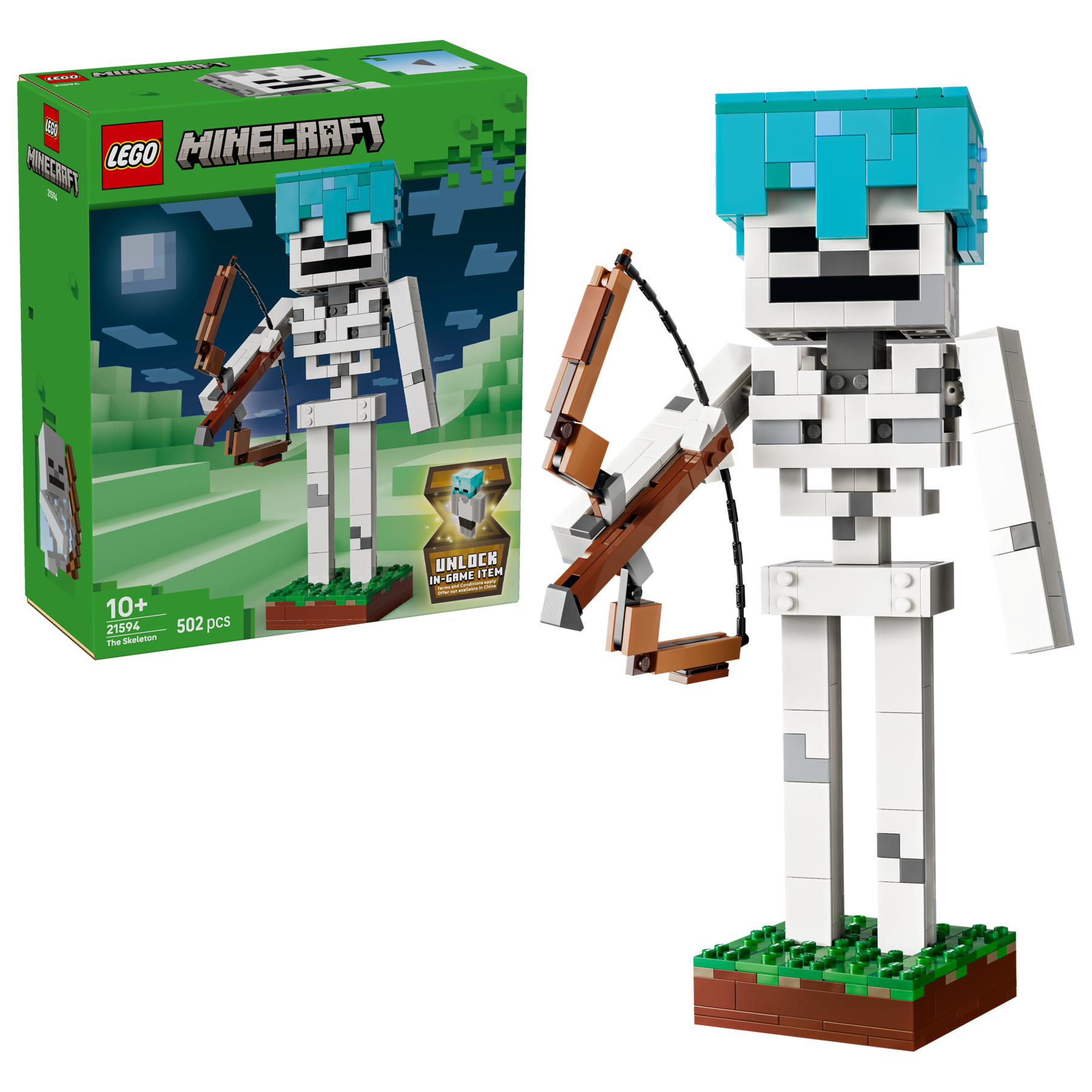 LEGO Minecraft Skeleton building set with bow and arrow 502 pieces (British brand)