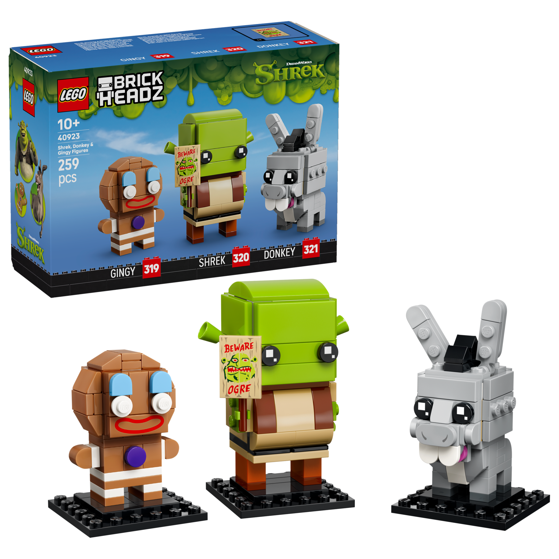 LEGO BrickHeadz Shrek Donkey Gingy 260-piece set (British brand)