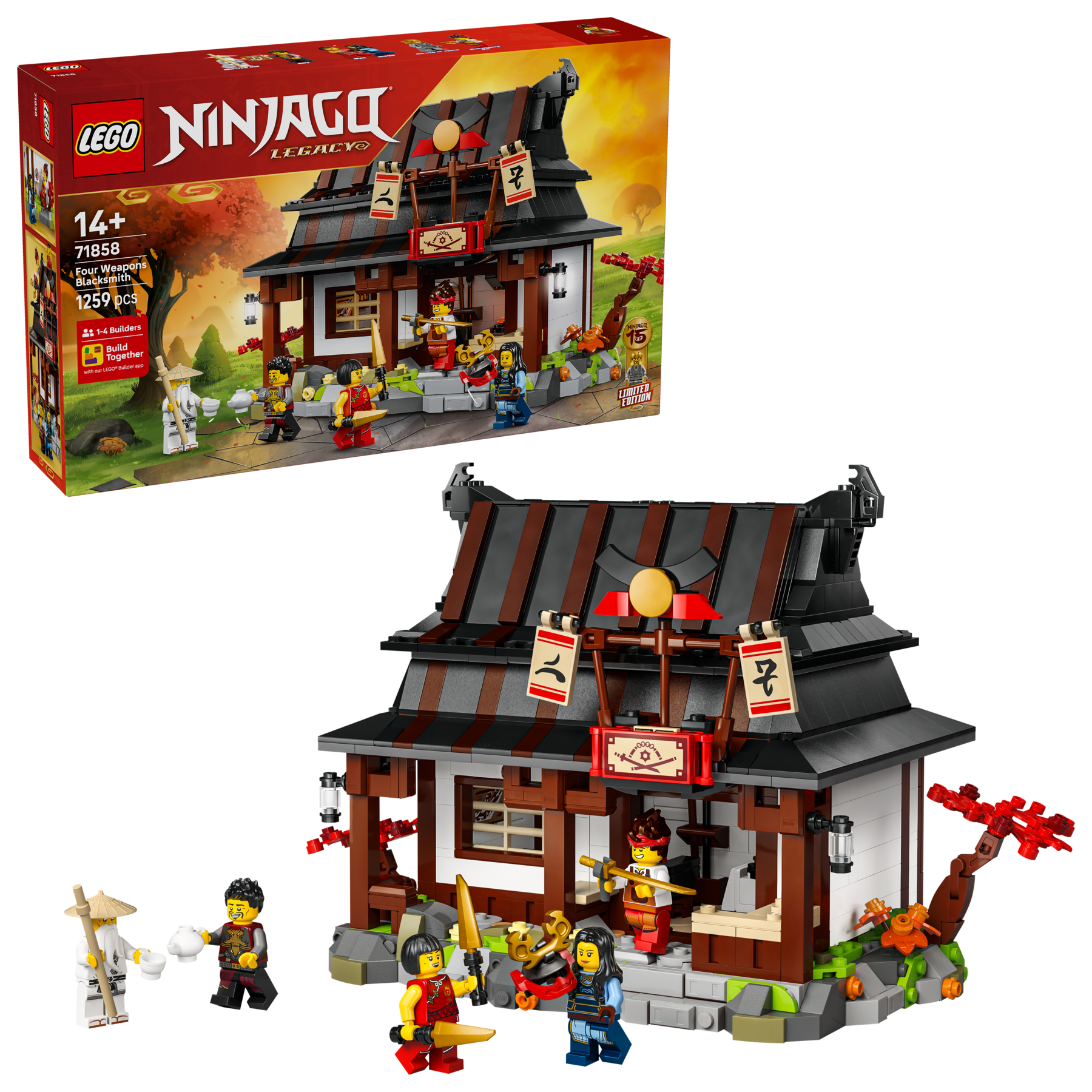 LEGO Ninjago Four Weapons Blacksmith 15th anniversary building set, imported from the UK