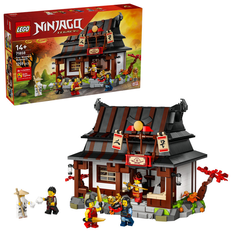 LEGO Ninjago Four Weapons Blacksmith 15th anniversary building set, imported from the UK