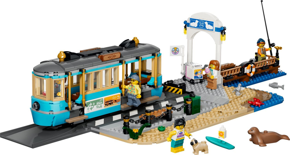LEGO Classic Beach Streetcar building set with trolley and minifigures - British product