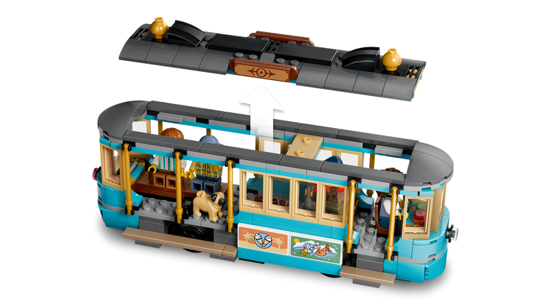 LEGO Classic Beach Streetcar building set with trolley and minifigures - British product