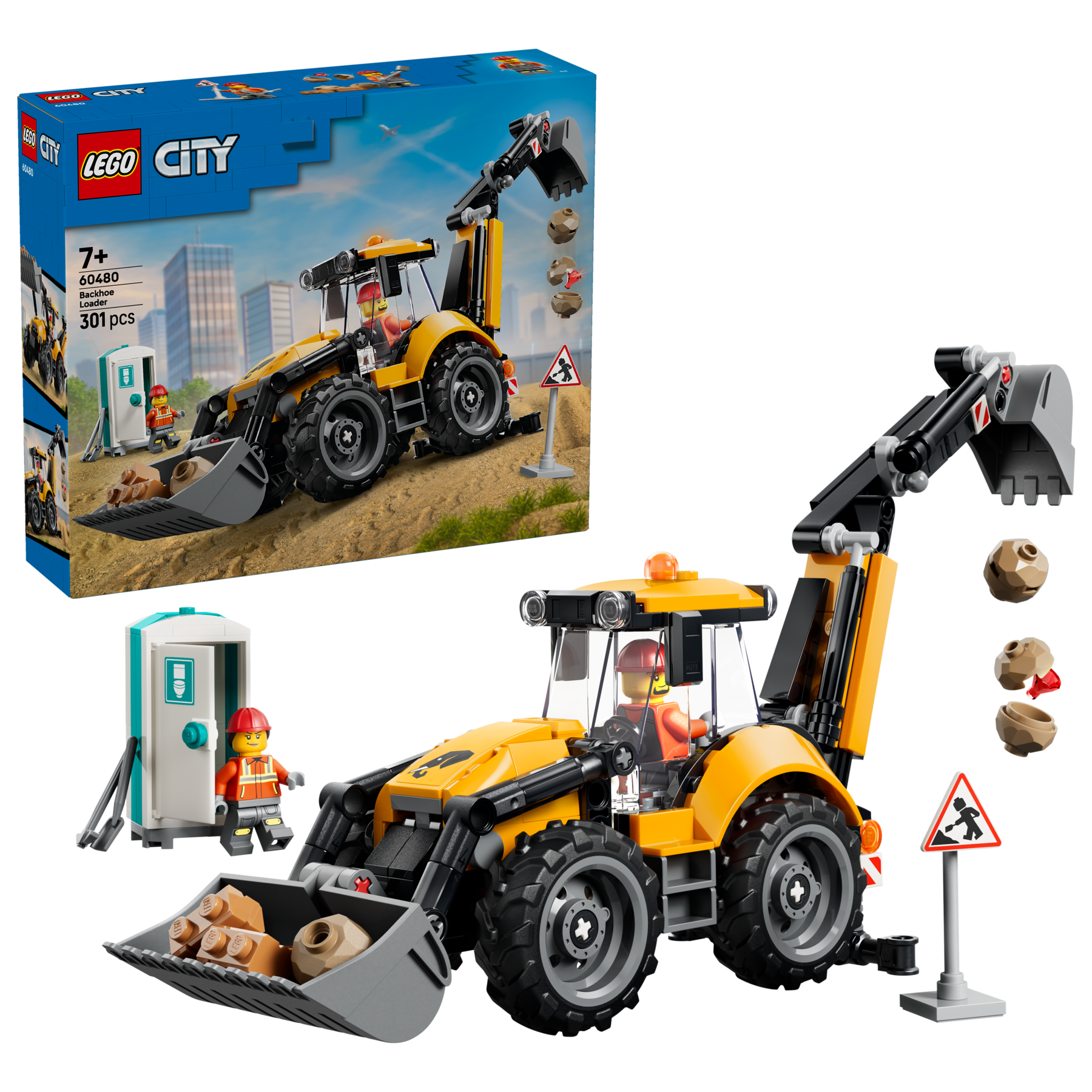 LEGO City Yellow Backhoe Loader building set, UK version