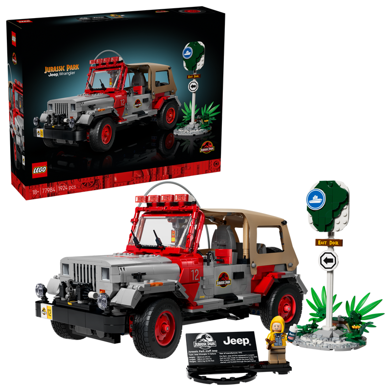 LEGO Jurassic Park Jeep Wrangler building set 1,924 pieces (British brand)