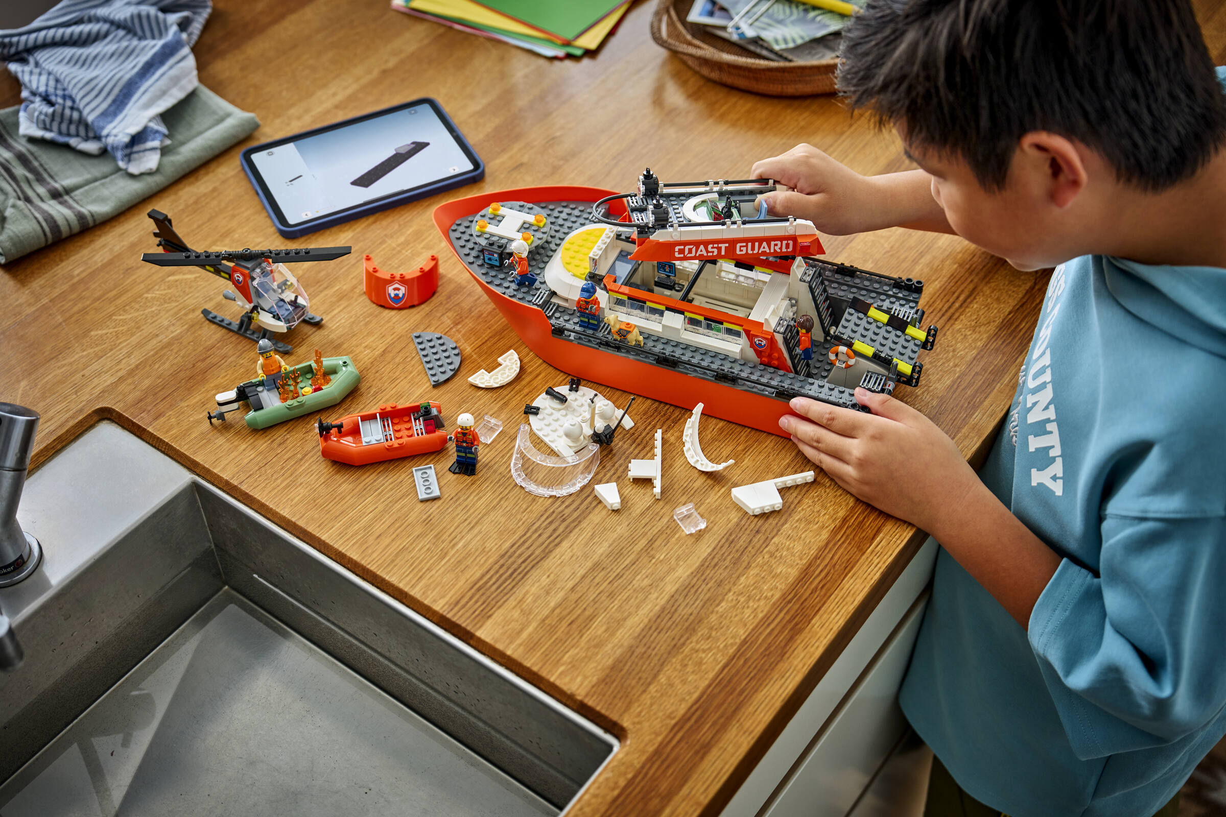 LEGO Coast Guard Rescue Boat and Helicopter building set 742 pieces - British product