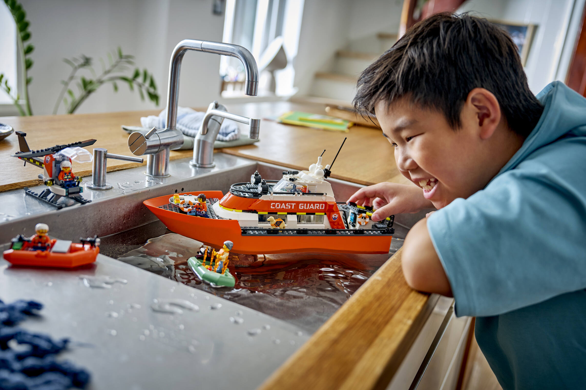 LEGO Coast Guard Rescue Boat and Helicopter building set 742 pieces - British product