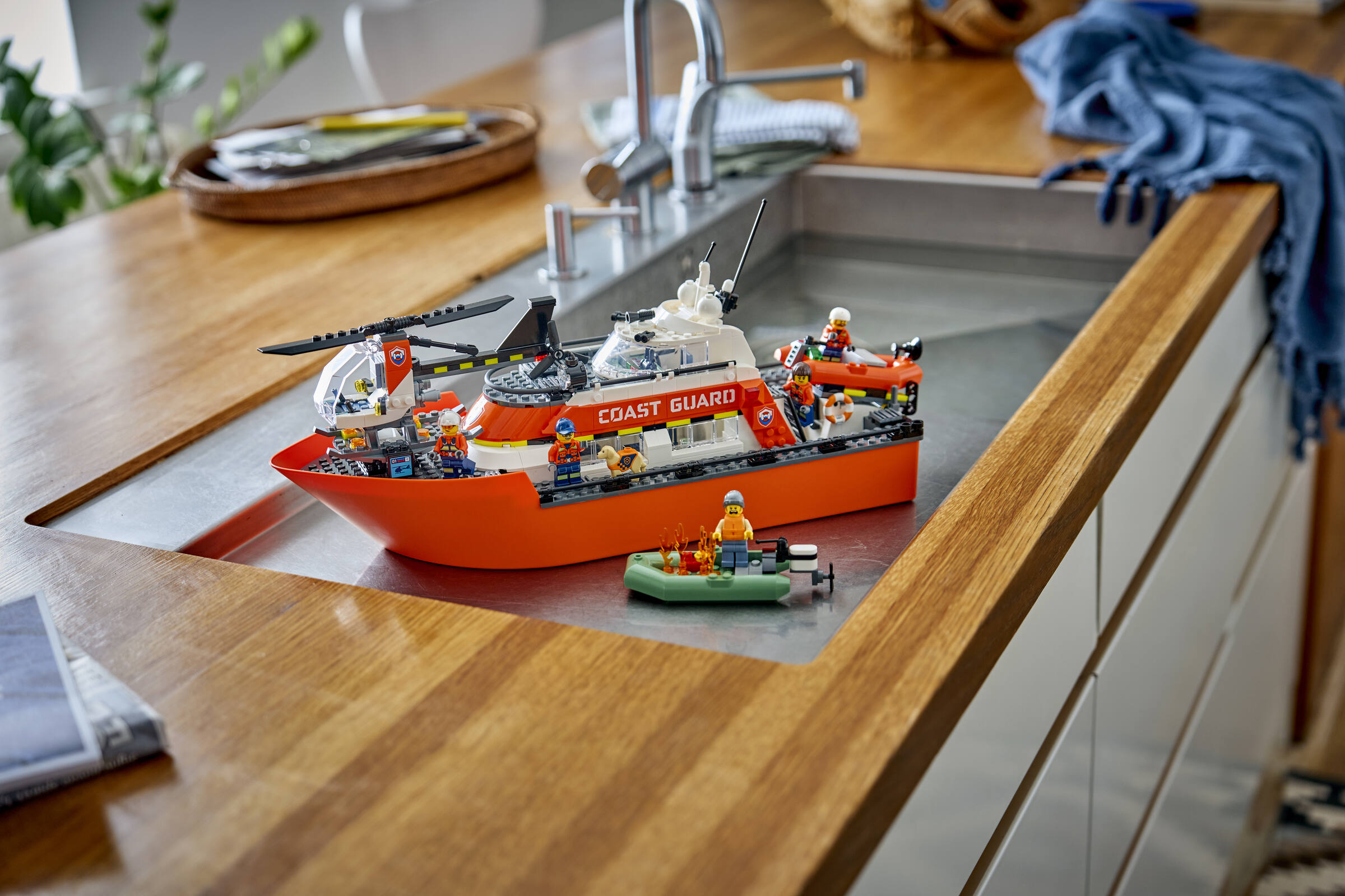 LEGO Coast Guard Rescue Boat and Helicopter building set 742 pieces - British product
