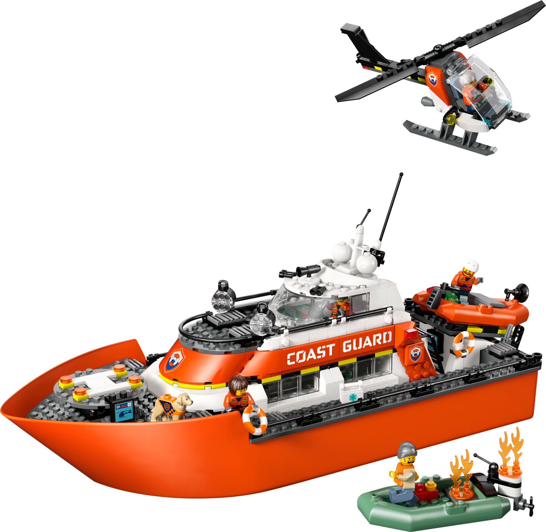 LEGO Coast Guard Rescue Boat and Helicopter building set 742 pieces - British product