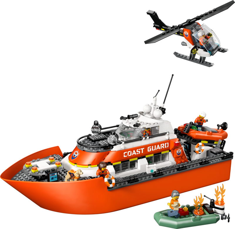 LEGO Coast Guard Rescue Boat and Helicopter building set 742 pieces - British product