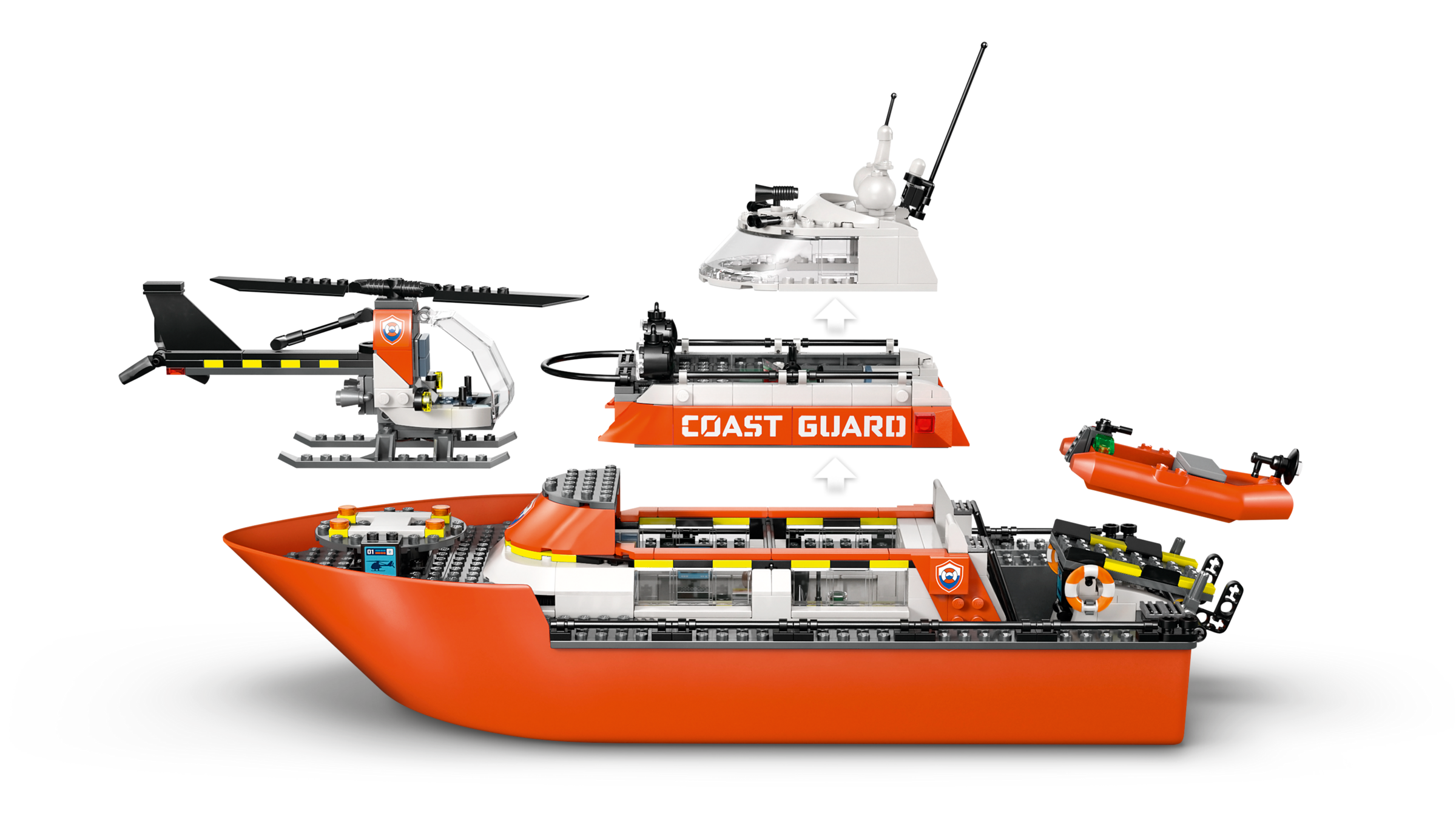 LEGO Coast Guard Rescue Boat and Helicopter building set 742 pieces - British product