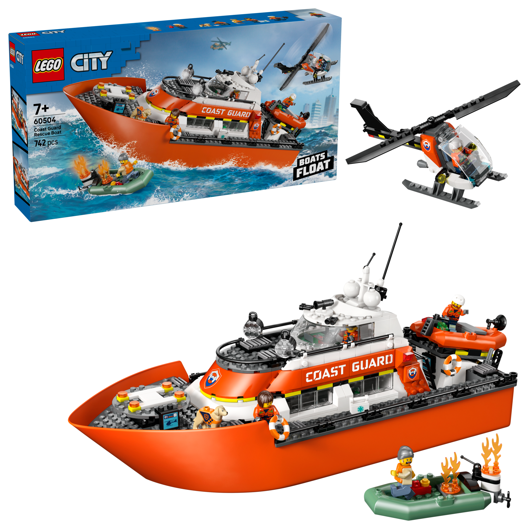 LEGO Coast Guard Rescue Boat and Helicopter building set 742 pieces - British product
