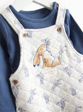 Blue Bodysuit & Grey Quilted Dungarees Set 6-9 months