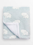 Blue Elephant Print Fleece Blanket  One Size