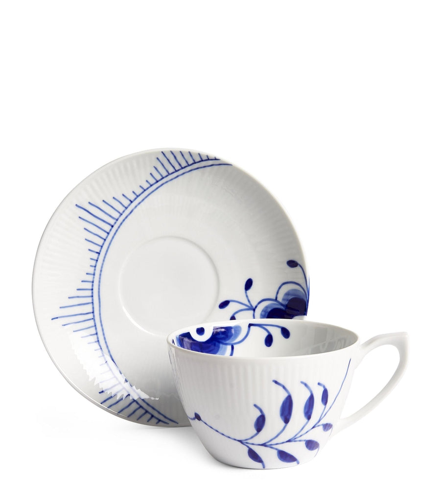 Blue Fluted Mega Cup & Saucer (250ml)