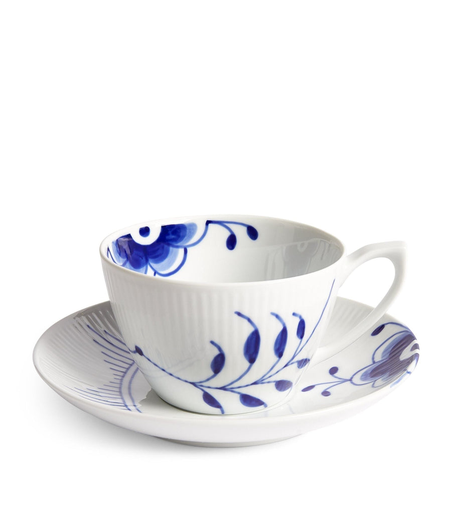 Blue Fluted Mega Cup & Saucer (250ml)