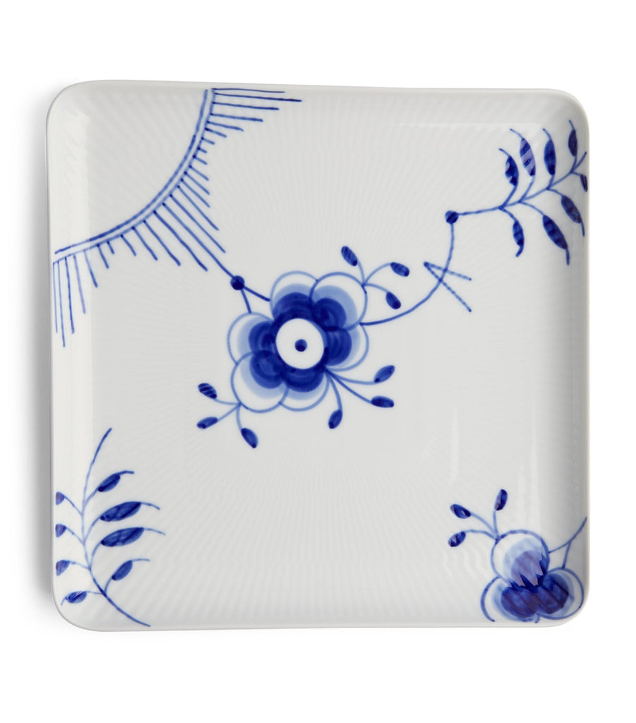 Blue Fluted Mega Square Plate (20cm)