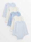 Blue Long Sleeve Bodysuit 5 Pack Up to 1 mth