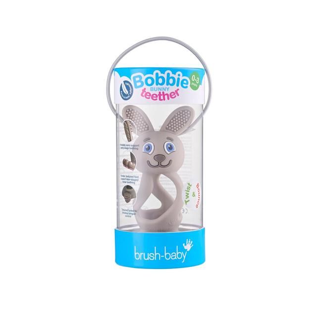 Bobbie Bunny Baby Teether Toy Cappuccino Grey