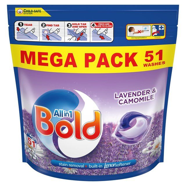 Bold All-in-1 Pods Washing Liquid Capsules Lavender & Camomile 51 Washes   51 per pack