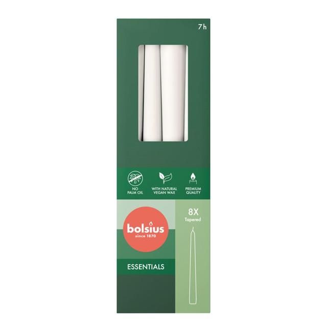 Bolsius Essentials Taper Candles  Box of  8 Cloudy White   8 per pack