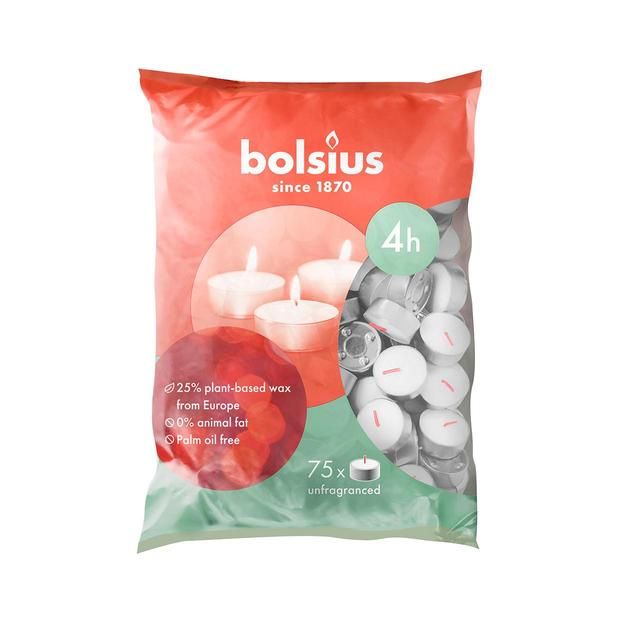 Bolsius Tea Lights 4 Hour White   75 per pack