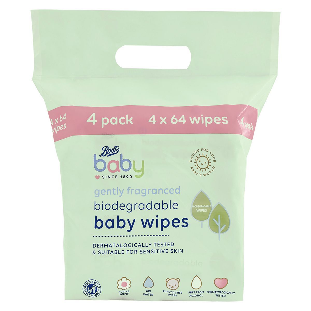 Boots Baby Fragranced Biodegradable soft baby wipes, 64x4 pack = 256 wipes - McGrocer