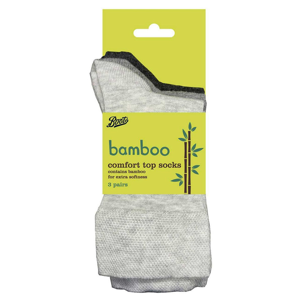 Boots Bamboo Comfort Top Socks 3 pair pack Mix Grey Size 4-7