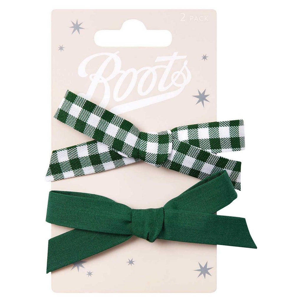 Boots Kids Green and White Gingham Bow Clip