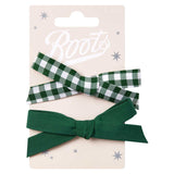 Boots Kids Green and White Gingham Bow Clip