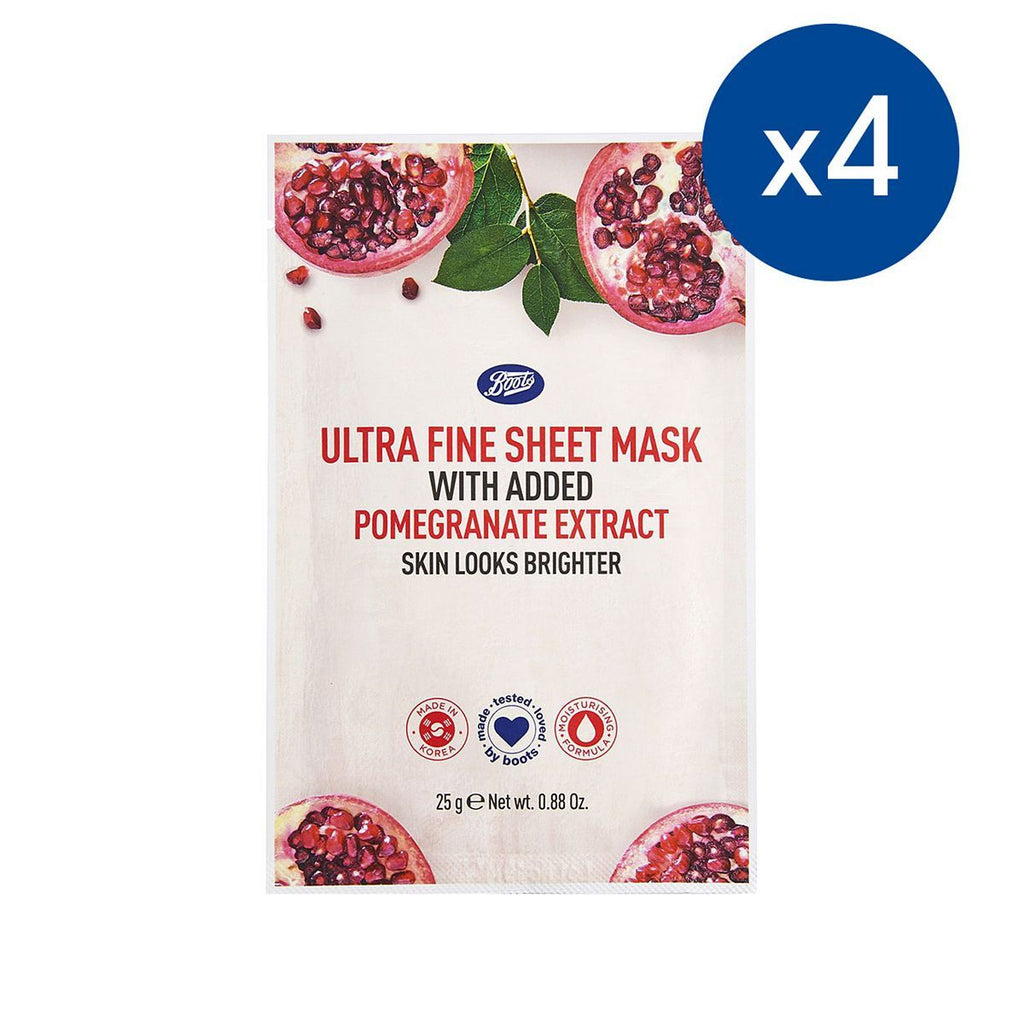 Boots Sheet Mask with Pomegrante x 4 Bundle