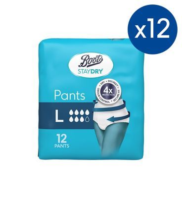 Boots Staydry Pants Large - 144 Pants (12 Pack Bundle)