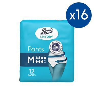 Boots Staydry Pants Medium - 192 Pants (16 Pack Bundle)