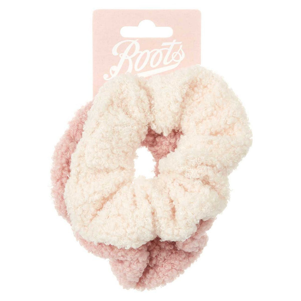 Boots teddy fabric cream&pink scrunchies 2 pck