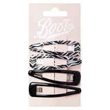 Boots Zebra Print and Black Clips 4 pk