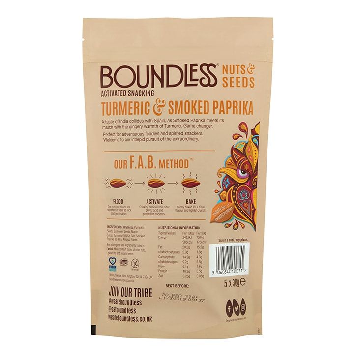 Boundless Turmeric & Smoked Paprika Activated Snacking Multipack 5 x 30g