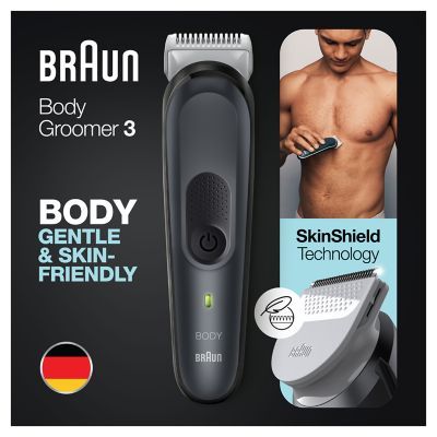 Braun Body Groomer 3, For Men - Black/Grey - BG3350