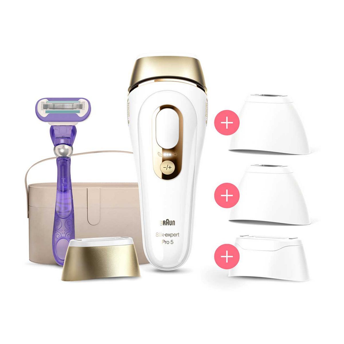 Braun IPL Silk-Expert Pro 5, At Home Hair Removal Device with Pouch, White/Gold, PL5347