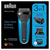 Braun Series 3 310BT Electric Wet&amp;amp;Dry Shaver, Black/Blue