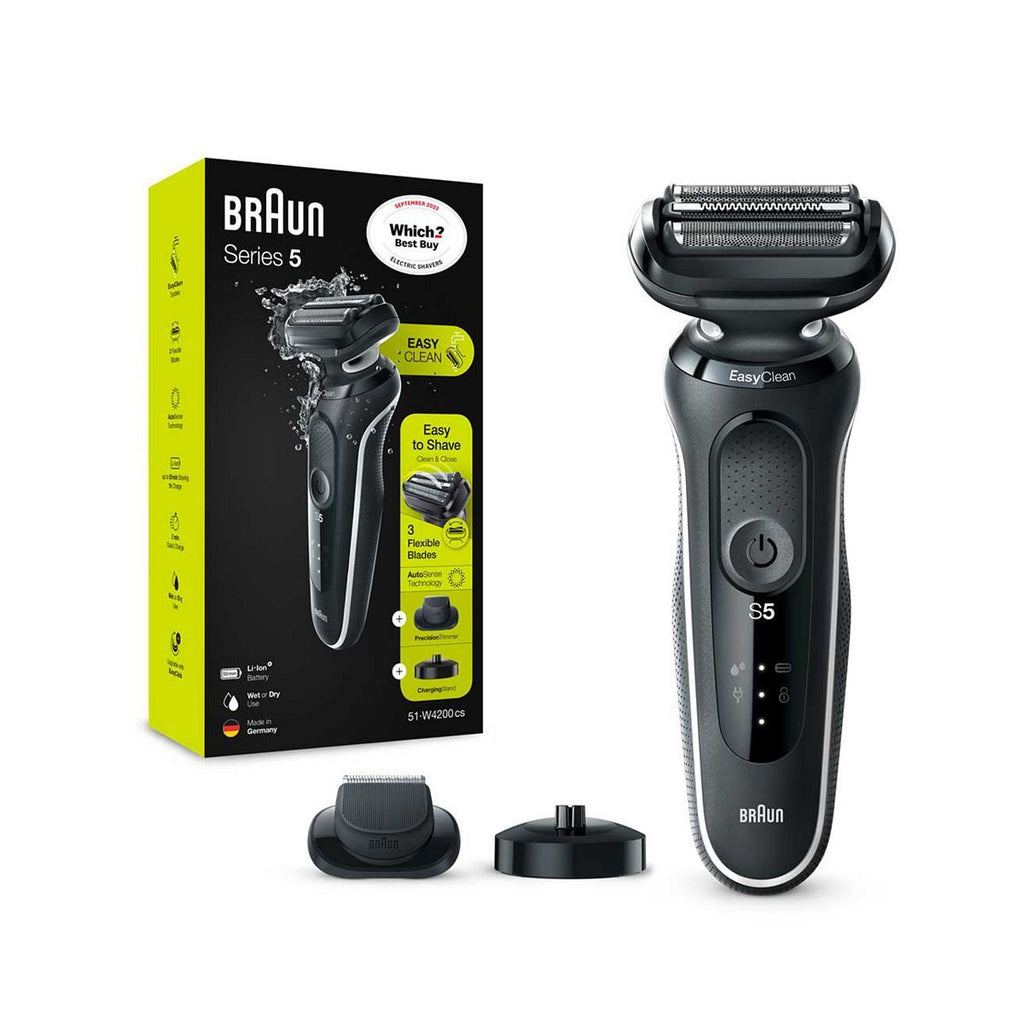 Braun Series 5 Electric Shaver with Charging Stand and Precision Trimmer - Black/White 50-W4200cs